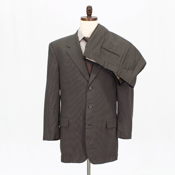 Tom James 44L 36x32 Green Houndstooth 3-Button Suit R489 - Picture 1 of 15